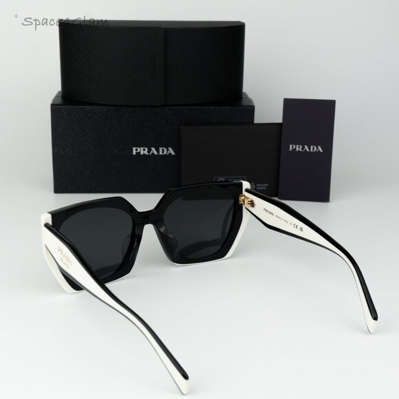 Prada Women Sunglasses Black Dark Grey Square PR15WSF 09Q5S0 BRAND NEW - Picture 8 of 11